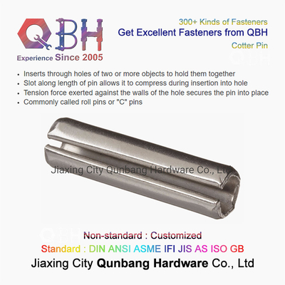 QBH Slotted Spring Pins Carbon Steel ZP/YZP/PLAIN/BLACK/HDG Dacromet Geomet Nickle Plate Roll Cotter Pins "C" Pins