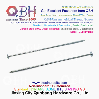 QBH Round Washer Truss Head Torx Carbon Steel Unsymmetrical Thread Wood Screw