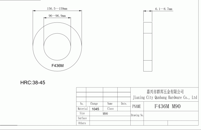 Stahl Waschmaschinen metrisches M90 M64 ASTM F436M-11 SCHWARZES ZINK-HDG 0